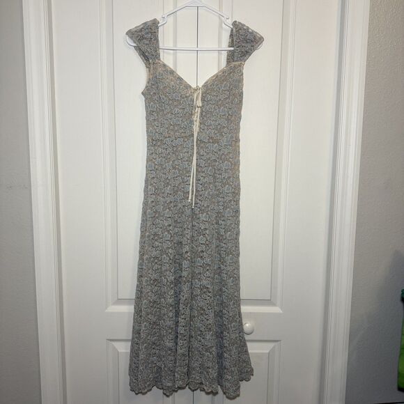 Urban Outfitters Dresses & Skirts - Kimchi Blue Iris Lace Floral Midi Dress Light Blue Cottagecore Romantic Small